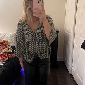 Grey & Green V-Neck Shirt